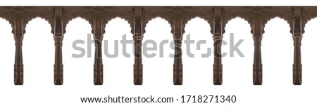 Arabic style arches isolated on white background. Elements of architecture, ancient arches, columns, windows and apertures