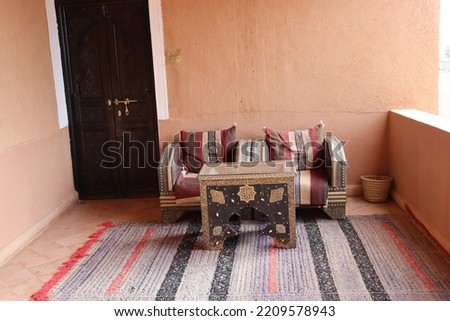 Arabic style sofa and table with typical Moroccan decoration