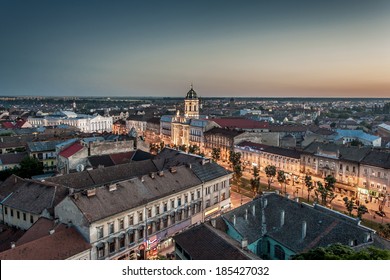Arad city, West part of Romania. Sunset view