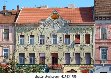 ARAD, ROMANIA - JULY 30, 2015: elegant building facade Art Nouveau and Viennese Secession architecture in Arad