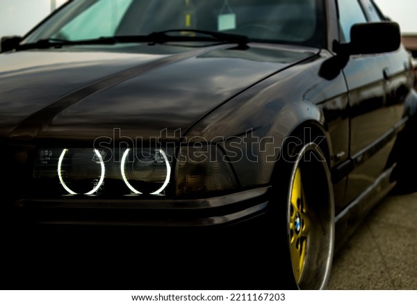 ARAD, ROMANIA - Jun 03, 2018: A closeup shot of a\
black BMW Low Rider car