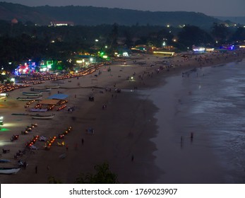 Arambol Beach Landscape At Night. Goa. India.