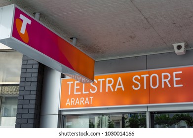 Ararat, Australia - October 21, 2017: Telstra is the largest telecommunications company in Australia. This is the Telstra retail store in rural Ararat.