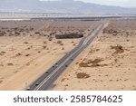 Arava road (highway 90) view from the top. A section of the road located near Be