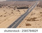 Arava road (highway 90) view from the top. A section of the road located near Be