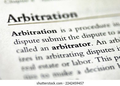 arbitration and Arbitrator written in business ethics textbook on United States law - Shutterstock ID 2242459457