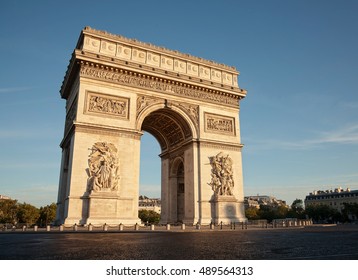 Arc de Triomphe - Arch of Triumph, Paris, France at the morning light