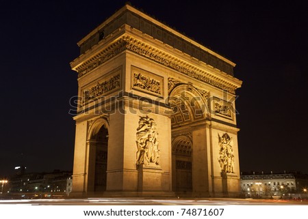 Similar – Image, Stock Photo Arc de triomphe in Paris with blue sky at night