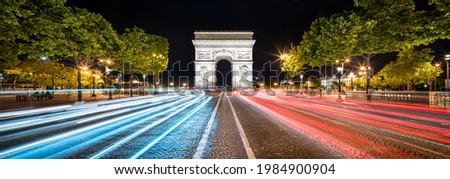 Arc de Triomphe and Champs Élysée panorama at night, Paris, France Photo stock © 