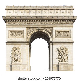 Arc de Triomphe, Paris, France - Isolated on white background