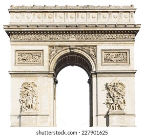 Arc de Triomphe, Paris, France - Isolated on white background 