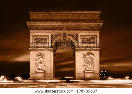 Similar – Arc de triomphe in Paris at dark night