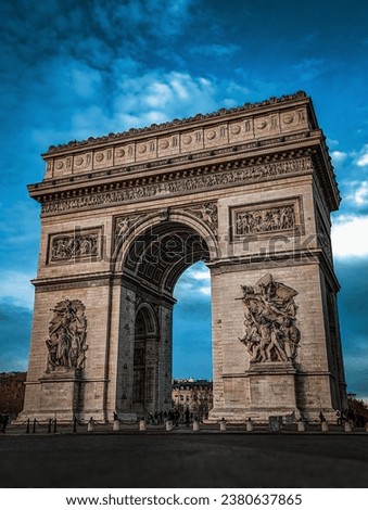 The Arc de Triomphe in Paris, France.