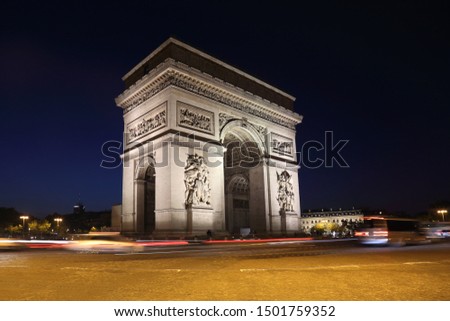 Similar – Arc de triomphe at sunset with violet sky