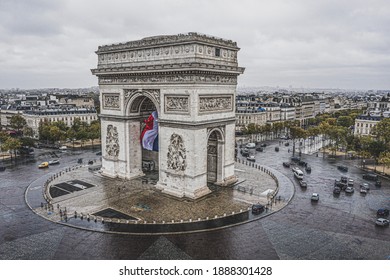 Arc De Triomphe From The Sky, Paris