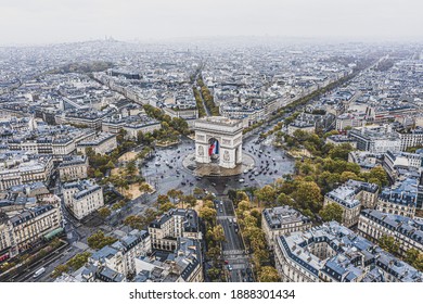 Arc De Triomphe From The Sky, Paris