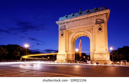 Arc de triumph Bucharest, Night panoramic view