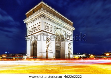 Similar – Arc de triomphe at sunset with violet sky