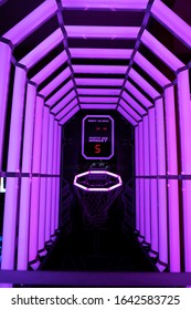 Arcade Basketball Game With Purple Lights