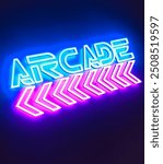 Arcade Neon Light Blue Pink Arrows Sign