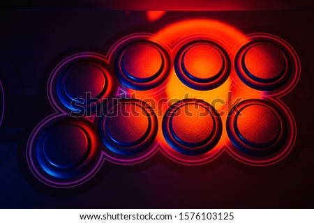 Arcade Stick Buttons, Gamming controls colorful RGB lights.