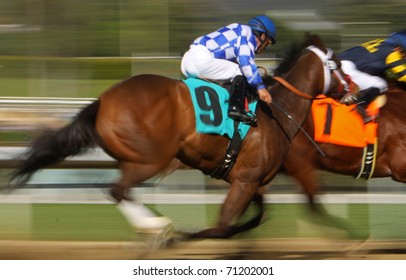 ARCADIA, CA - FEB 5: Mr. Monkey Jones (Victor Espinoza Up) Competes In A Claiming Race At Santa Anita Park On Feb 5, 2011 In Arcadia, CA.