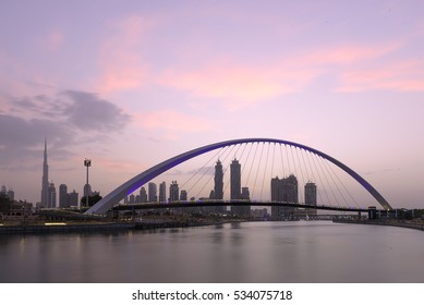 Arch Bridge In Dubai Water Canal