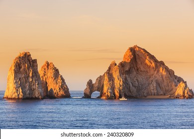 The Arch Of Cabo San Lucas At Sunrise. Mexico