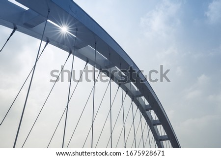 arch girder of suspension bridge closeup