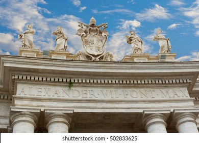 Arch Near Papal Basilica Of St. Peter In The Vatican, Italy. The Message On The Arch Is 