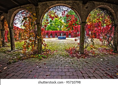 Arch with red flowers