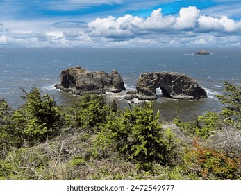 Arch Rock, a unique sea stack in the Samuel H. Boardman State Scenic Corridor near Brookings in southern Oregon, United States
