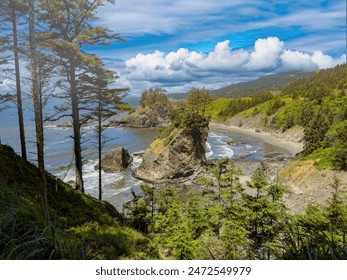 Arch Rock, a unique sea stack in the Samuel H. Boardman State Scenic Corridor near Brookings in southern Oregon, United States