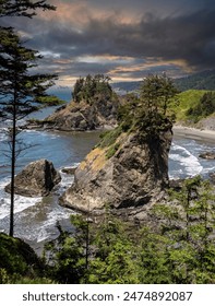 Arch Rock, a unique sea stack in the Samuel H. Boardman State Scenic Corridor near Brookings in southern Oregon, United States