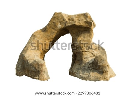 Arch shape of brown stone isolated on white background.