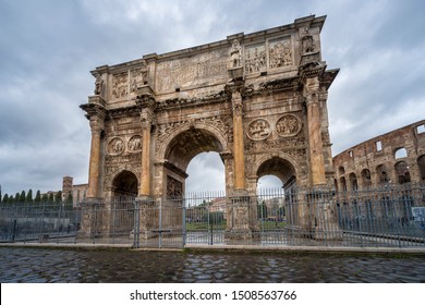 Arch Of Trajan On A Cloudy Day