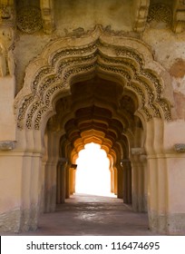 Arch with white empty space at the end (Hampi, Karnataka, India)