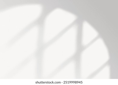 Arch window shadow background white background. Window interior shadow on white wall minimal background. Arch window frame shadow minimal simple white aesthetic desktop background.