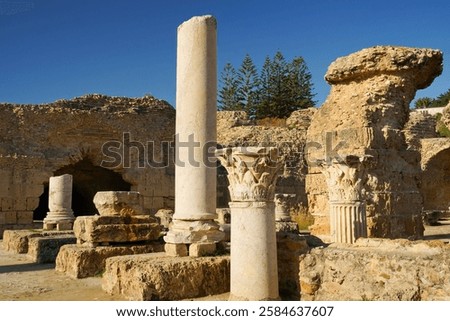 The archaeological complex with the remains of the Baths of Antoninus, Archaeological Area of ​​Carthage, Carthage, Tunisia, North Africa