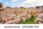 archaeological site of Ancient Corinth built in the slopes of Acrocorinth, Peloponnese, Greece