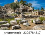 Archaeological site of Eleusis (Eleusina). Sanctuary of Pluto (Hades), god of the Underworld. West side of the small Propylaia.