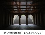 arched tunnel to the lower level of Bethesda Terrace in Central Park, NYC