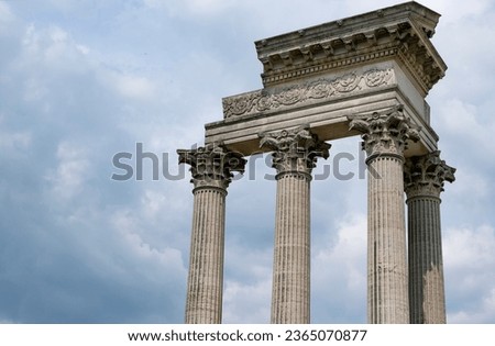 Archeological park in Xanten Germany architecture pillars against the blue sky