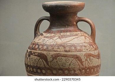 Archeology: detail of Etruscan amphora from Tuscany