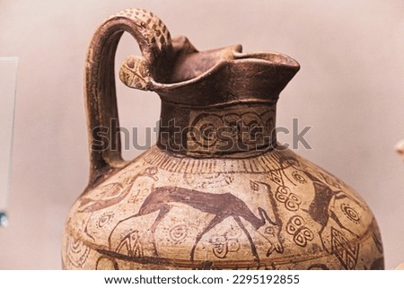 Archeology: detail of Etruscan amphora from Tuscany