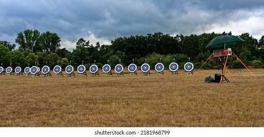 Archery shooting field with targets