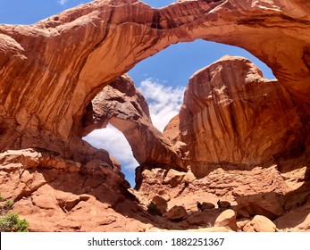 Arches National Park In Moab Utah. Hiking Under The Sun.