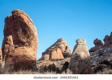 Arches National Park, Utah, USA, Red Rock Formations, Natural Arches, Sandstone Arches, Desert Landscape, Geological Wonders, Southwest USA, Outdoor Adventure, Roadtrips - Powered by Shutterstock