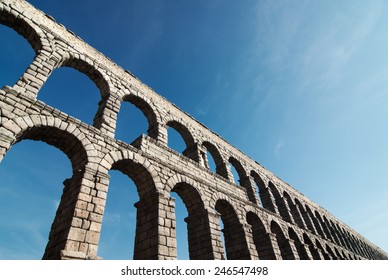 Arches Of The Segovia Aqueduct In Spain