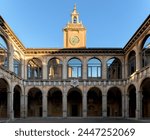 The Archiginnasio of Bologna, Italy. The Municipal Library and the Anatomical Theatre